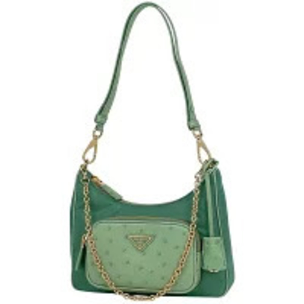 Prada Plate Shoulder Bag Chain Handbag Green